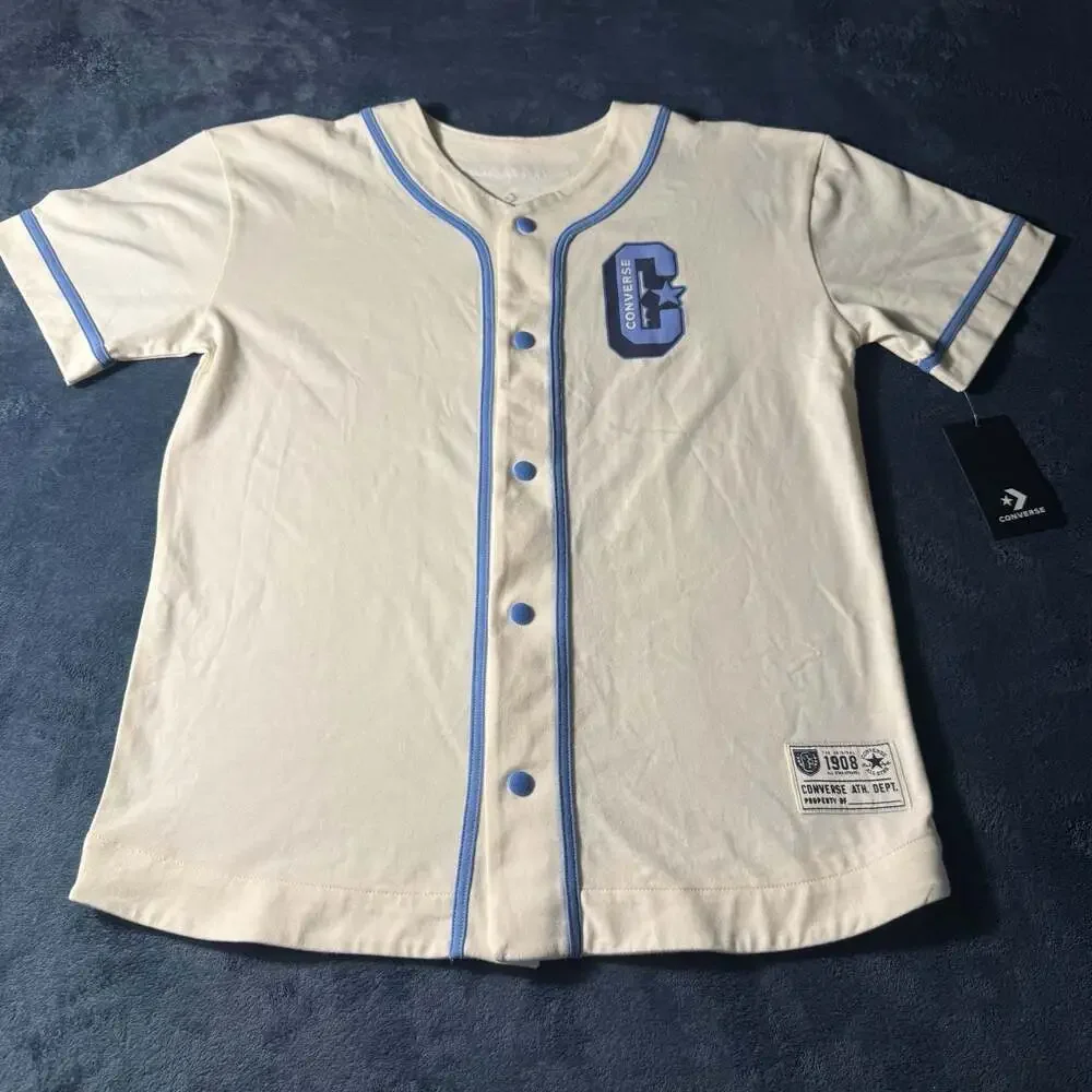 Converse boys XL Retro Remix Baseball Jersey Button-Up T-ShirtBlue New with Tags